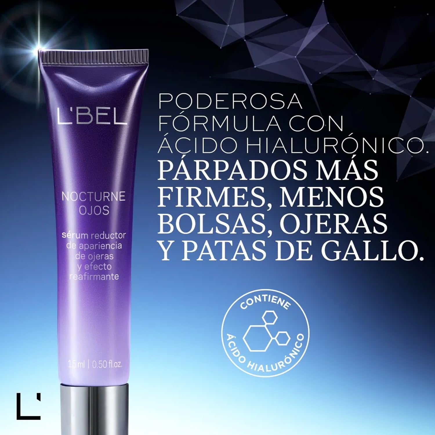 L'BEL - Set Nocturne, Contorno Ojos 15 g + Sérum Antiedad 30 ml + Bolsa de Regalo, con Ácido Hialurónico, Cuidado Facial, Skincare, para Todas Edades, para Rosto Saludable y Descansado
