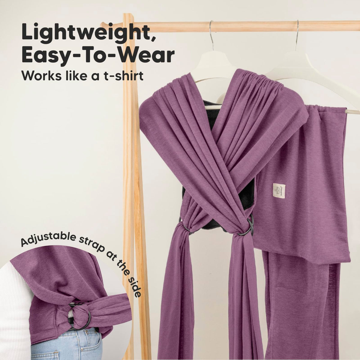 KeaBabies Portabebés D-Lite - Envoltura para bebé, fácil de llevar, ajustable, portabebés recién nacido a niño, portabebés portabebés para bebé, portabebés (malva oscuro)