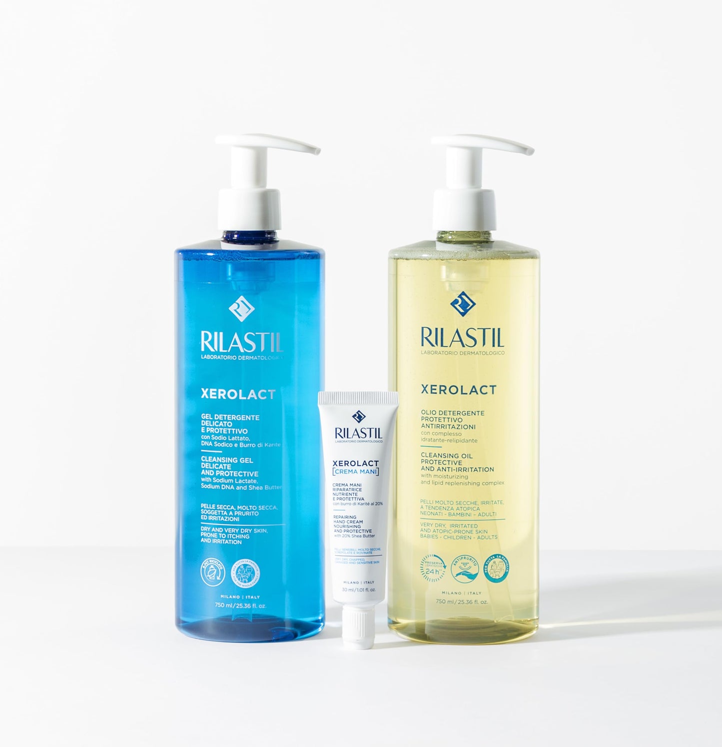 Rilastil Xerolact - Gel Limpiador Reparador para Piel Seca con Tendencia al Rascado e Irritación, 750 Mililitros
