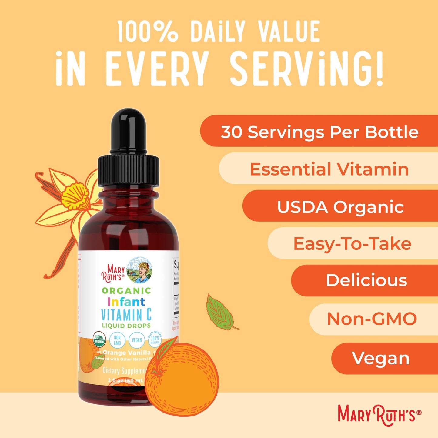 MaryRuth Organics | Infants Vitamin C Liquid Drops (2 oz) | Gotas líquidas de vitamina C para bebés (2 oz)
