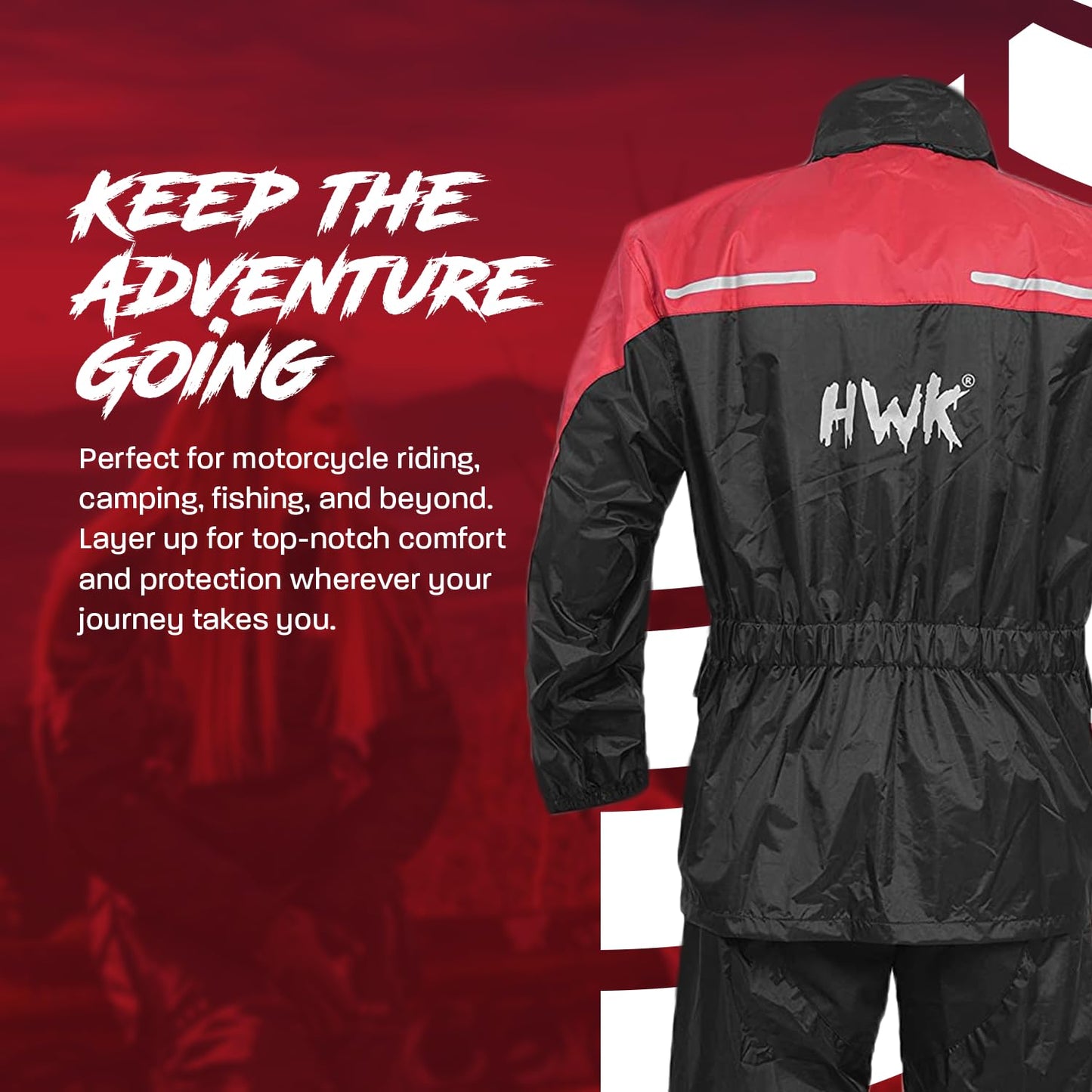 HWK - Traje de lluvia de motocicleta para hombres y mujeres, ropa, chamarras y pantalones reflectantes, traje de lluvia impermeable