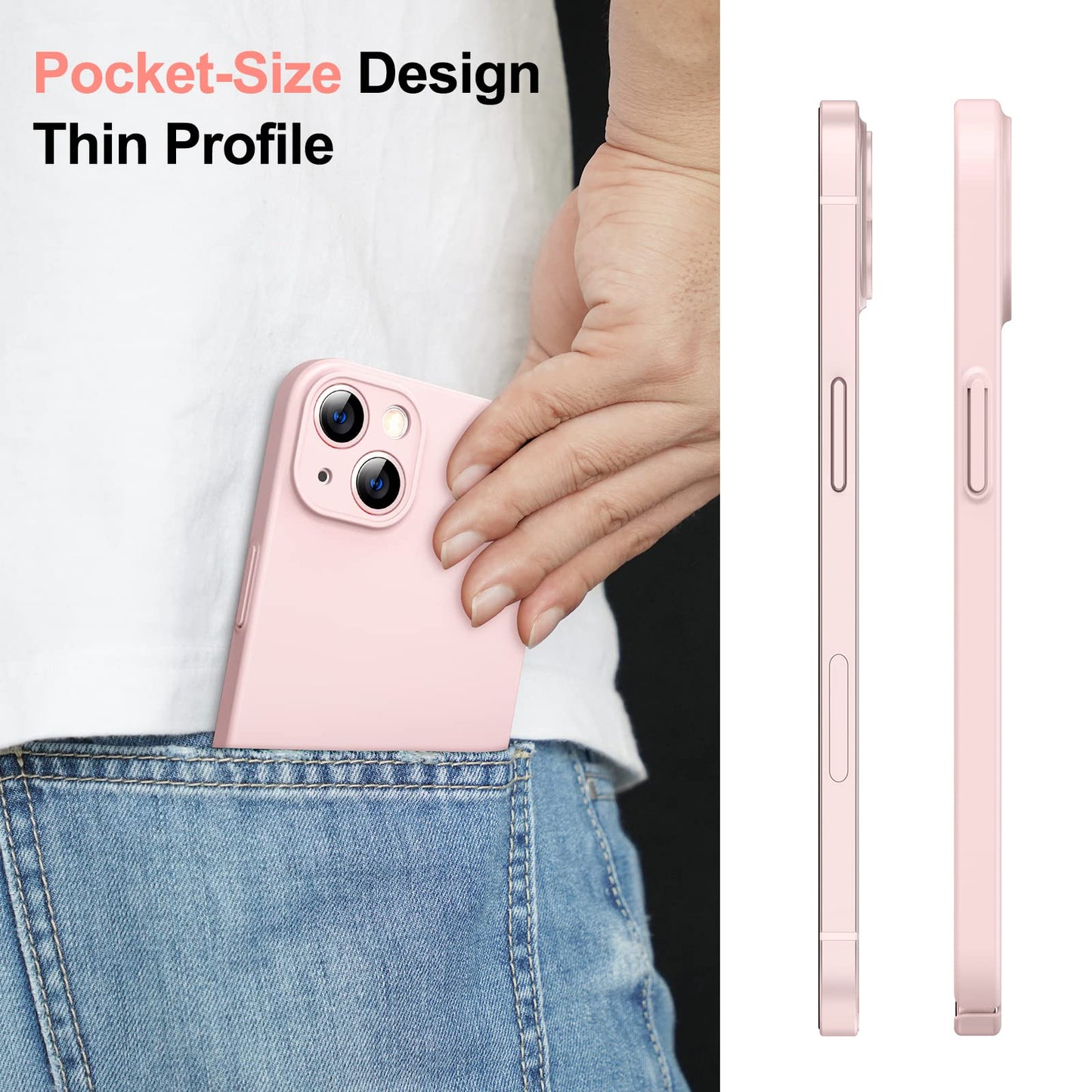 JETech Funda Delgada Mejorada (0,85 mm Grosor) para iPhone 13 6,1 Pulgadas, Cubierta Lente de Cámara Protección Completa, PC Duro Mate Ultra Delgada y Ligero Carcasa (Rosado)
