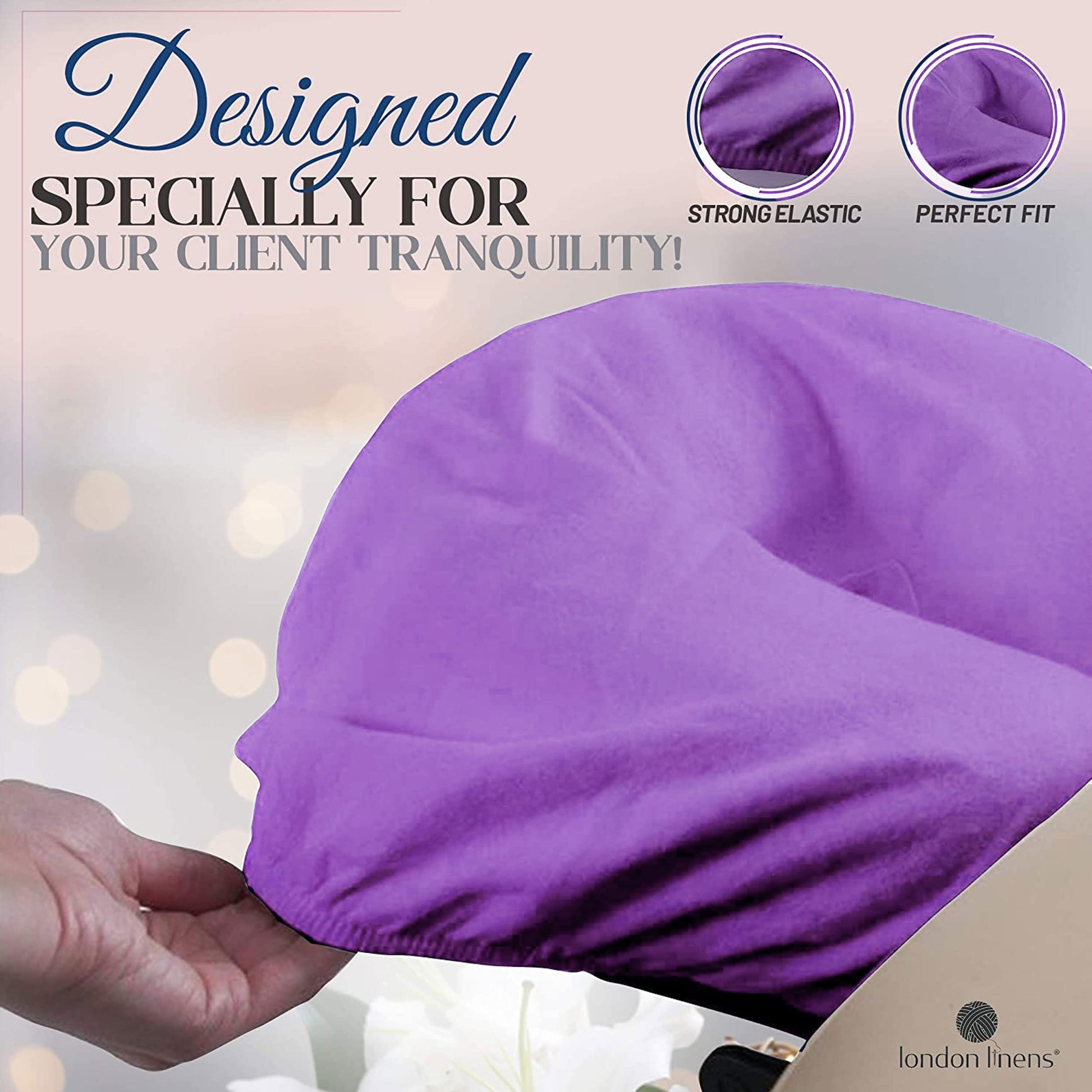 London Linens Premium - Funda para cuna de masaje (100% algodón, 4 unidades), Lila , 4