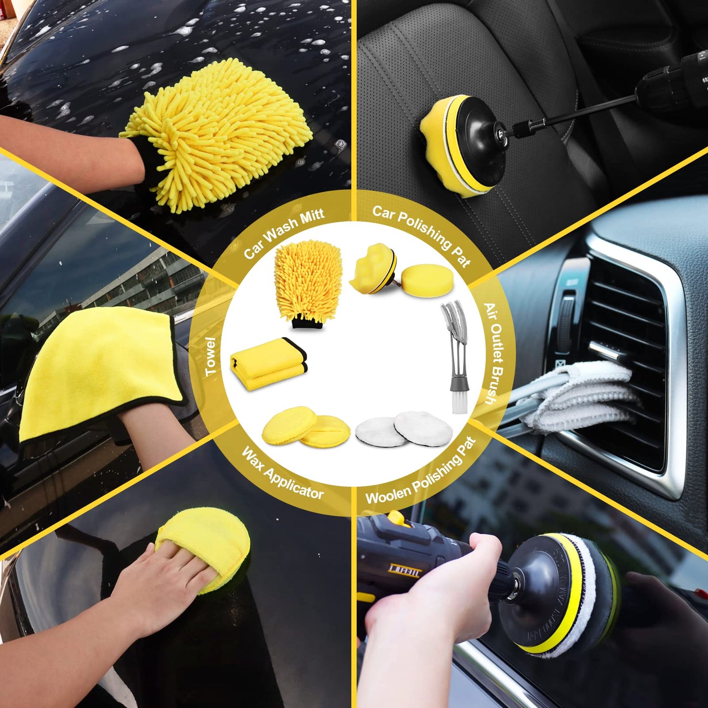 Kit de 27 piezas para detalles de automóviles, juego de cepillos para detalles de automóviles, cepillos para detalles de automóviles, kit de lavado de automóviles, accesorios de automóviles, kit de