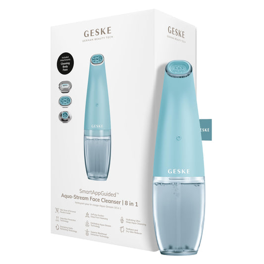 Limpiador Facial GESKE Aqua-Stream 8 en 1 para Extracción de Puntos Negros y Reducción de Piel Roja