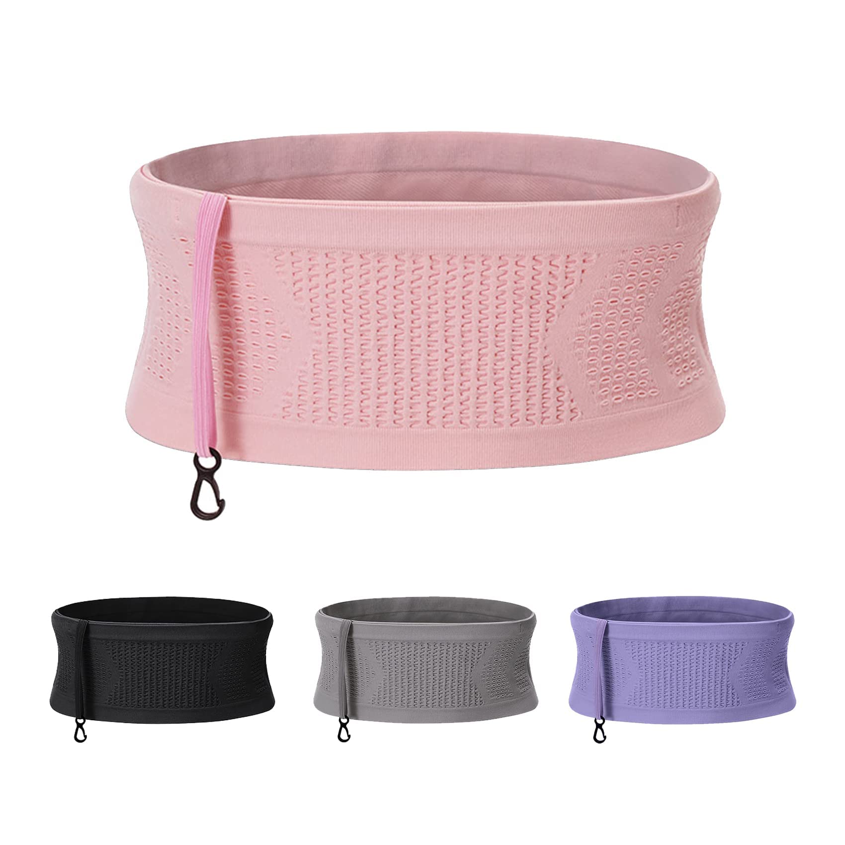 LELISKA Multifunctional Knit Breathable Concealed Waist Bag,Large Capacity Adjustable Running Waist Pack,Universal Running Belt for Running and Outdoor (Pink,M)