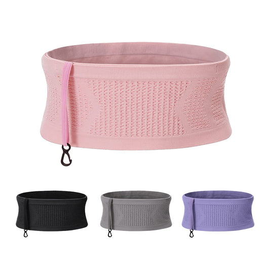 LELISKA Multifunctional Knit Breathable Concealed Waist Bag,Large Capacity Adjustable Running Waist Pack,Universal Running Belt for Running and Outdoor (Pink,M)