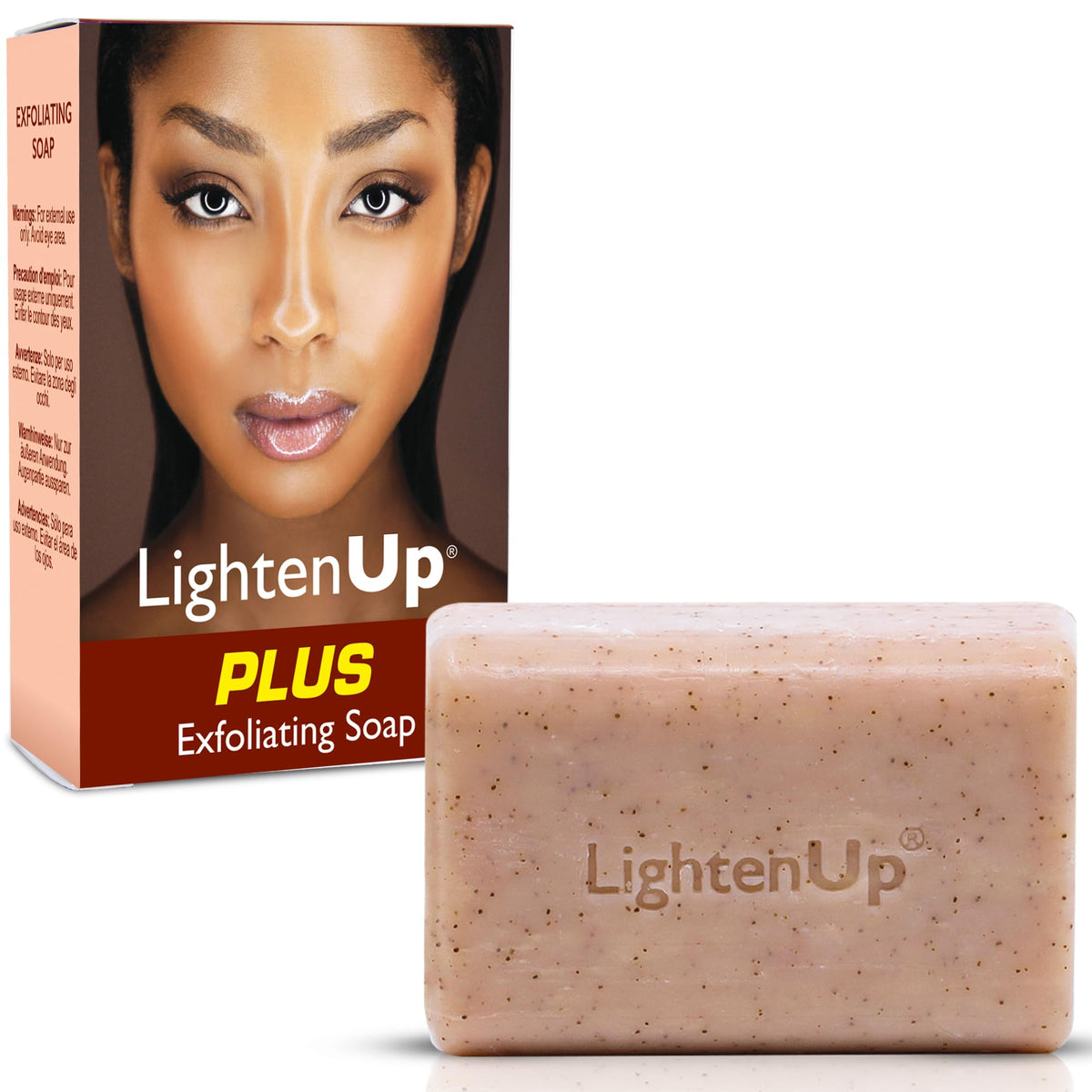 LIGHTEN UP| Jabón Exfoliante | Limpiador facial aclarante blanqueador | Con Albaricoque Glicerina y Aceite de Coco | para el Cuidado de la Piel con Ingredientes Naturales | 7oz 200gr