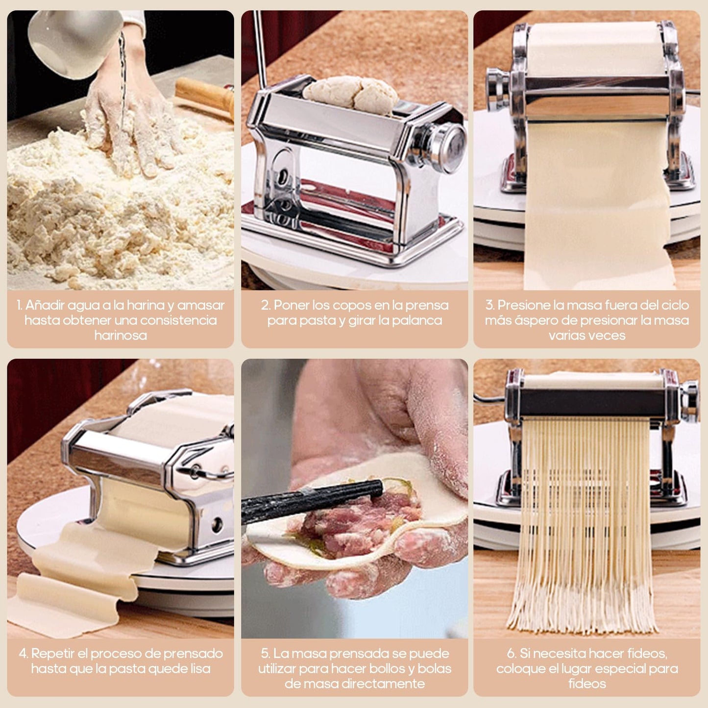 JEMUON Maquina para Hacer Pasta, Maquina para Pasta Con 9 Espesores y 2 Anchos Ajustables, Maquina para Pasta Fresca, Maquina de Pasta Cabezal Cortador para Espaguetis, Fideos, Vermicelli, Dumpling