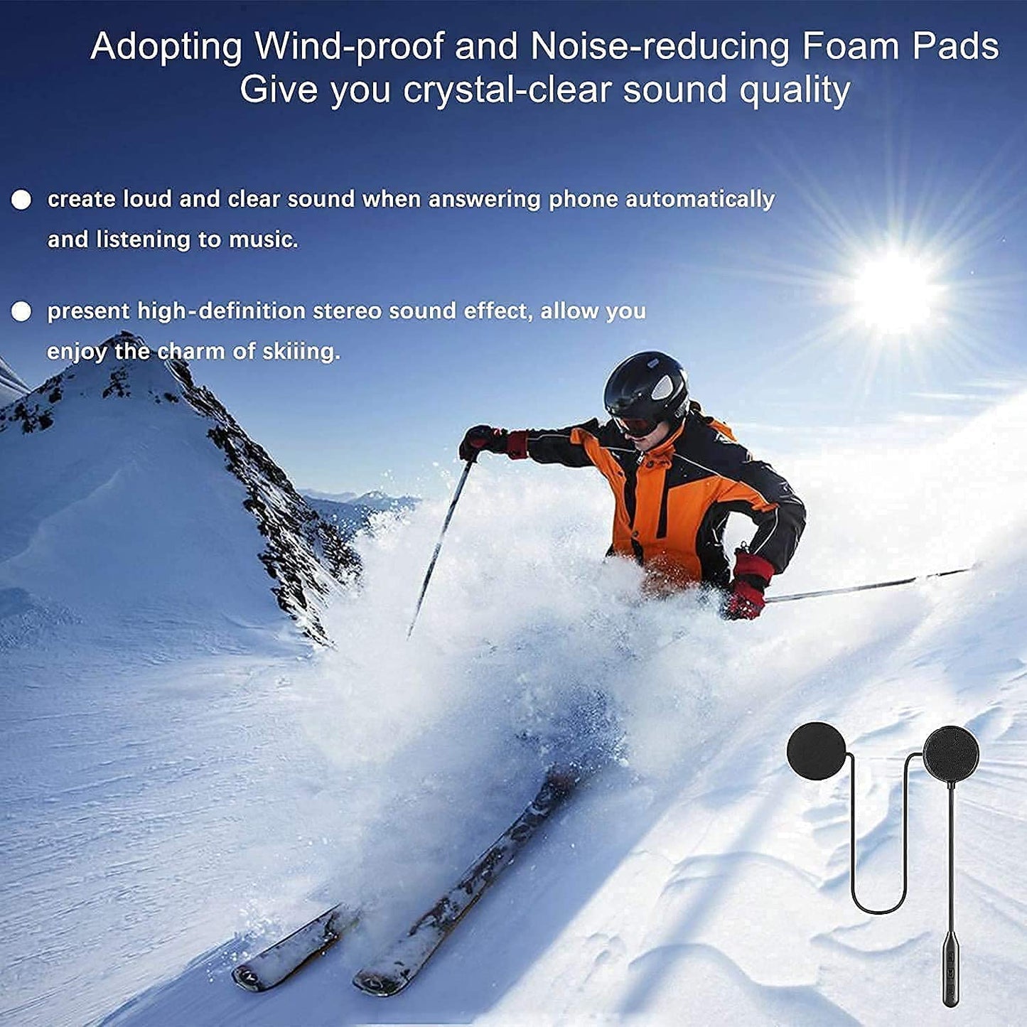 JZAQ - Casco de motocicleta con Bluetooth, auriculares para exteriores, auriculares deportivos impermeables, altavoces manos libres, control de llamadas de música, respuesta automática, 60 horas de