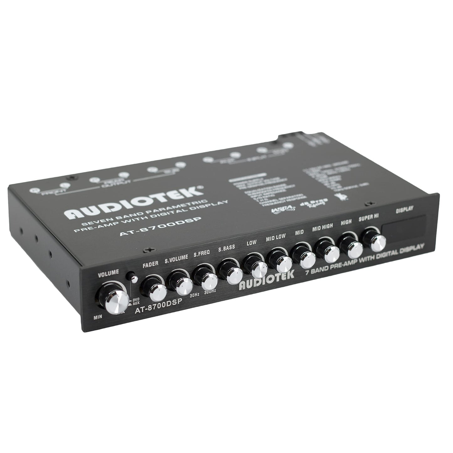 Ecualizador de Audio de Coche Audiotek 8700DSP Negro con 7 Bandas y Salida RCA Chapada en Oro