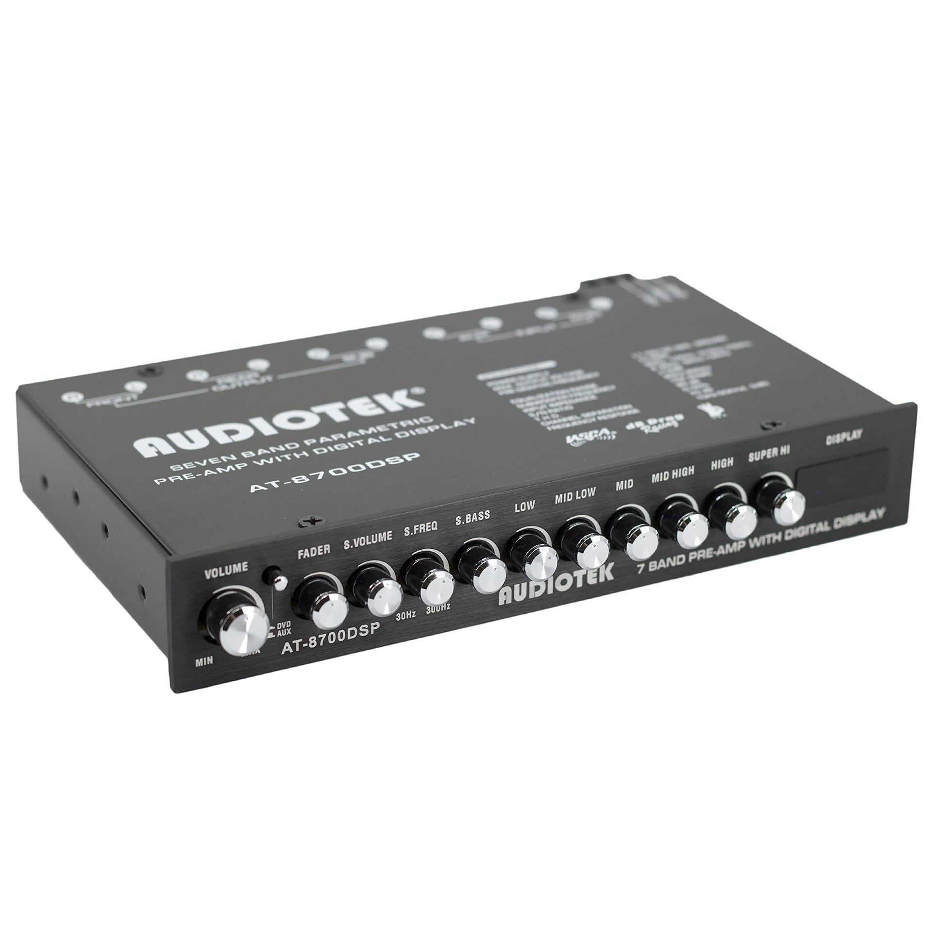 Ecualizador de Audio de Coche Audiotek 8700DSP Negro con 7 Bandas y Salida RCA Chapada en Oro