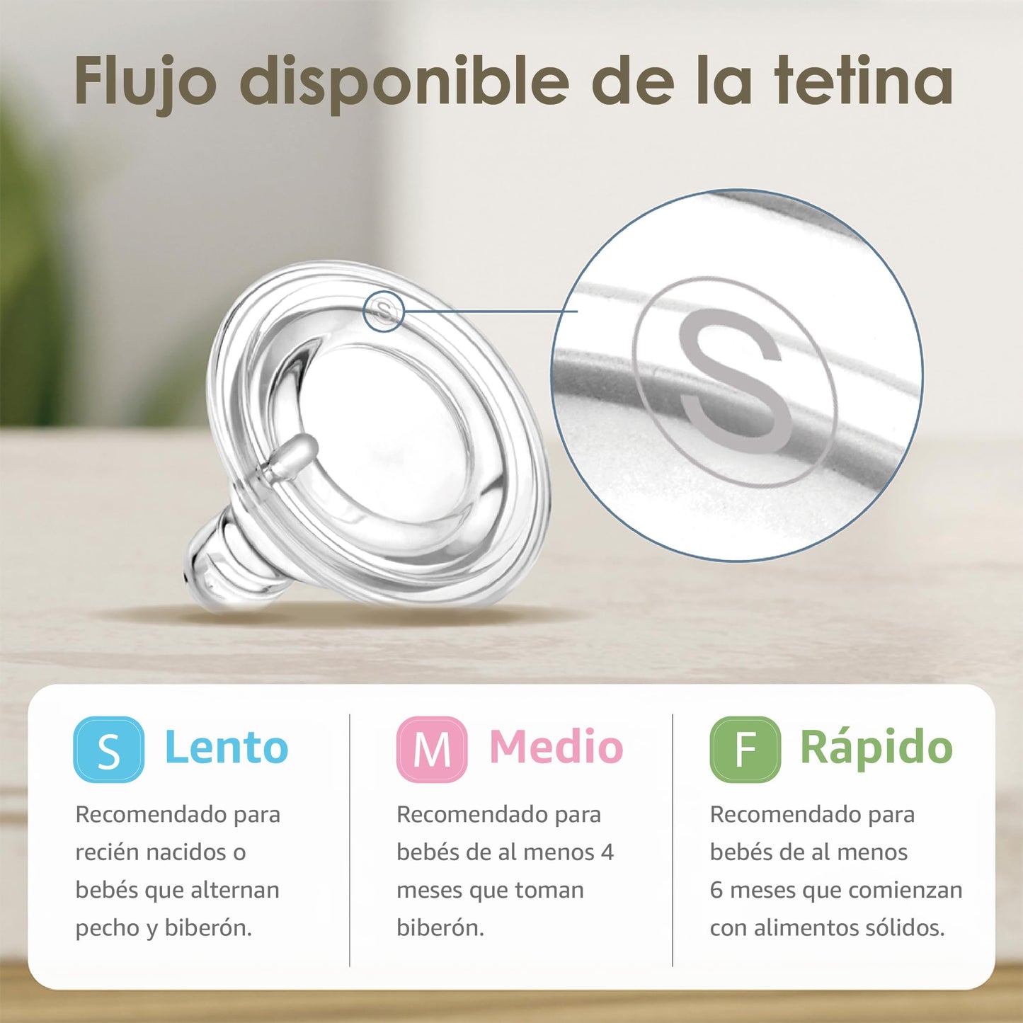 Maymom 2ª Gen. Pezón de Silicona Flujo Medio, 4 piezas; Compatible con Botellas de Boca Ancha Spectra/Motif Luna/Maymom