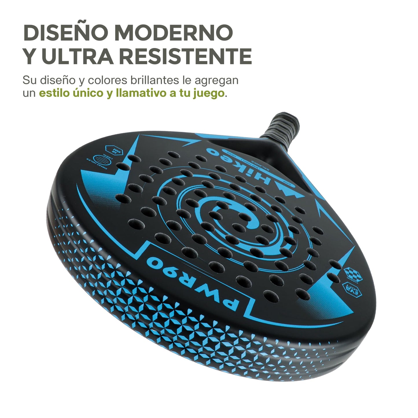 Hikeo Pala de Pádel con Funda, 3 Pelotas y Grip, Kit de Raqueta para Pádel Fabricada con Espuma EVA Flexible y 100% Fibra de Carbono, Resistente y Ligera, para Principiantes e Intermedios
