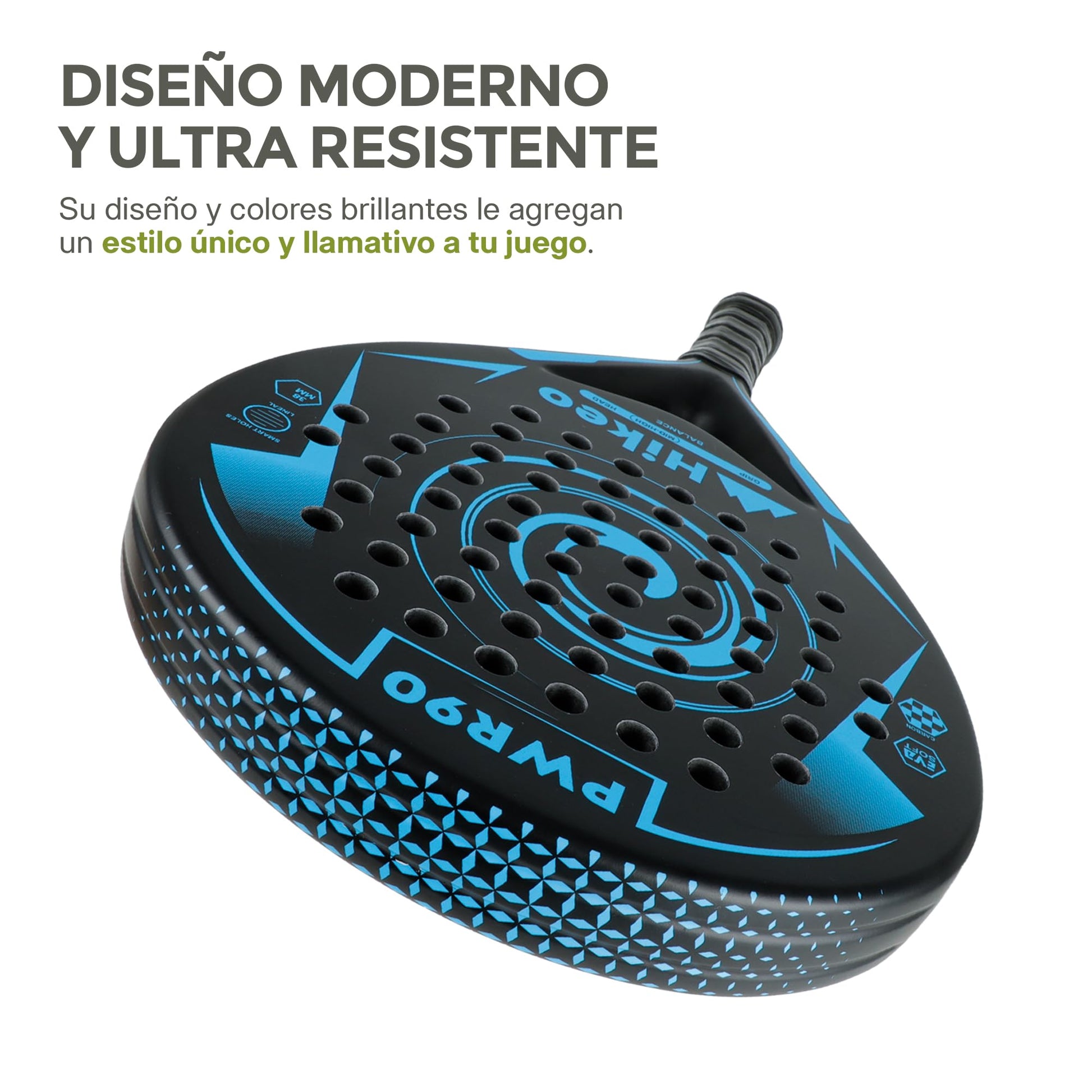 Hikeo Pala de Pádel con Funda, 3 Pelotas y Grip, Kit de Raqueta para Pádel Fabricada con Espuma EVA Flexible y 100% Fibra de Carbono, Resistente y Ligera, para Principiantes e Intermedios