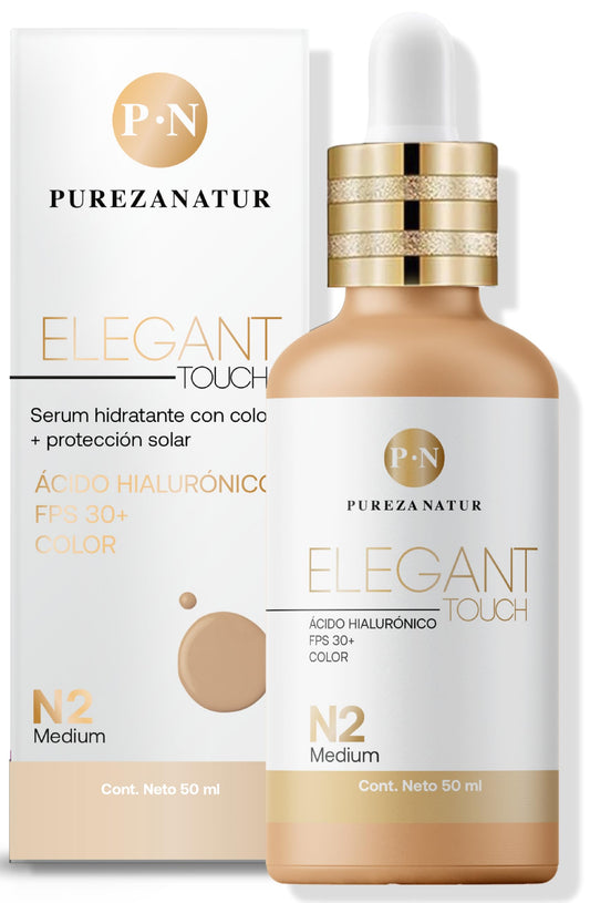 PUREZA NATUR Serum hidratante Ácido hialurónico + FPS 30 + Color Elegant touch 50ml (N2 Medium)