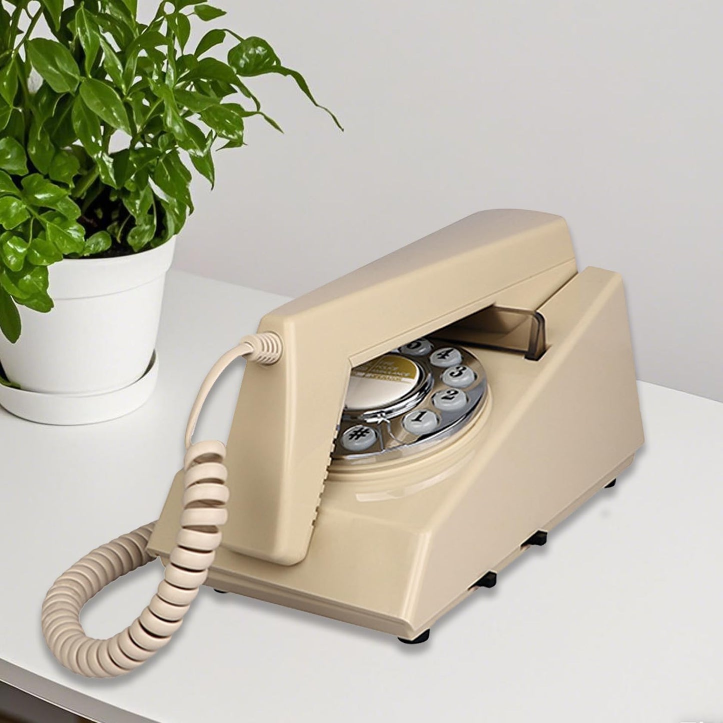 Artisam Teléfonos fijos para el hogar, teléfono de pared con cable retro de casa para personas mayores básico con cable Trimline, no requiere alimentación de CA, teléfono de montaje en pared (marfil)