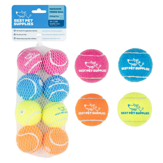 Best Pet Supplies - Pelotas de Tenis chirriantes para Perros, Paquete de 8, Juguetes interactivos de Alta Resistencia para lanzar y Buscar, apoya el Ejercicio y el Entrenamiento de Comportamiento