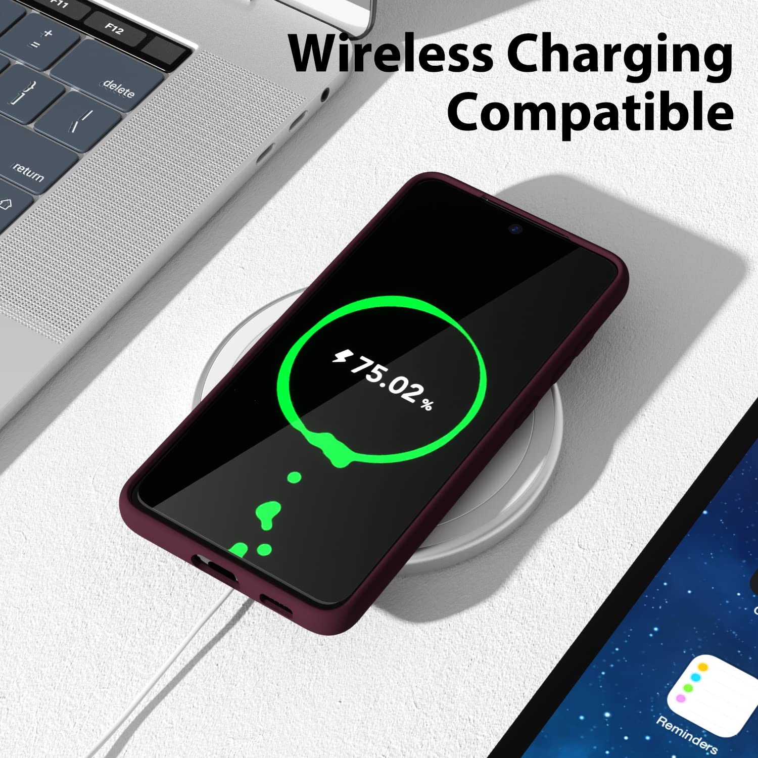 Oakxco - Funda de silicona líquida para Samsung Galaxy S21 FE 5G, bonita funda delgada de goma suave TPU suave para mujeres y niñas, diseño estético, sólido mate protector y a prueba de golpes, vino