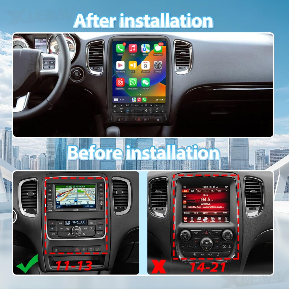 XUENAV- Pantalla táctil Android Head Unit Upgrade para 2011 2012 2013 Dodge Durango Android Coche Radio Reemplazo inalámbrico carplay Android Auto Auto navegación GPS Auto Estéreo