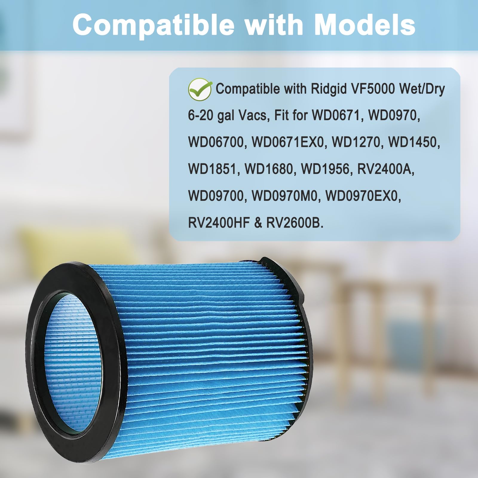 Filtros de Repuesto Ridgid para WD5500 WD0671 WD6425 Paquete de 2