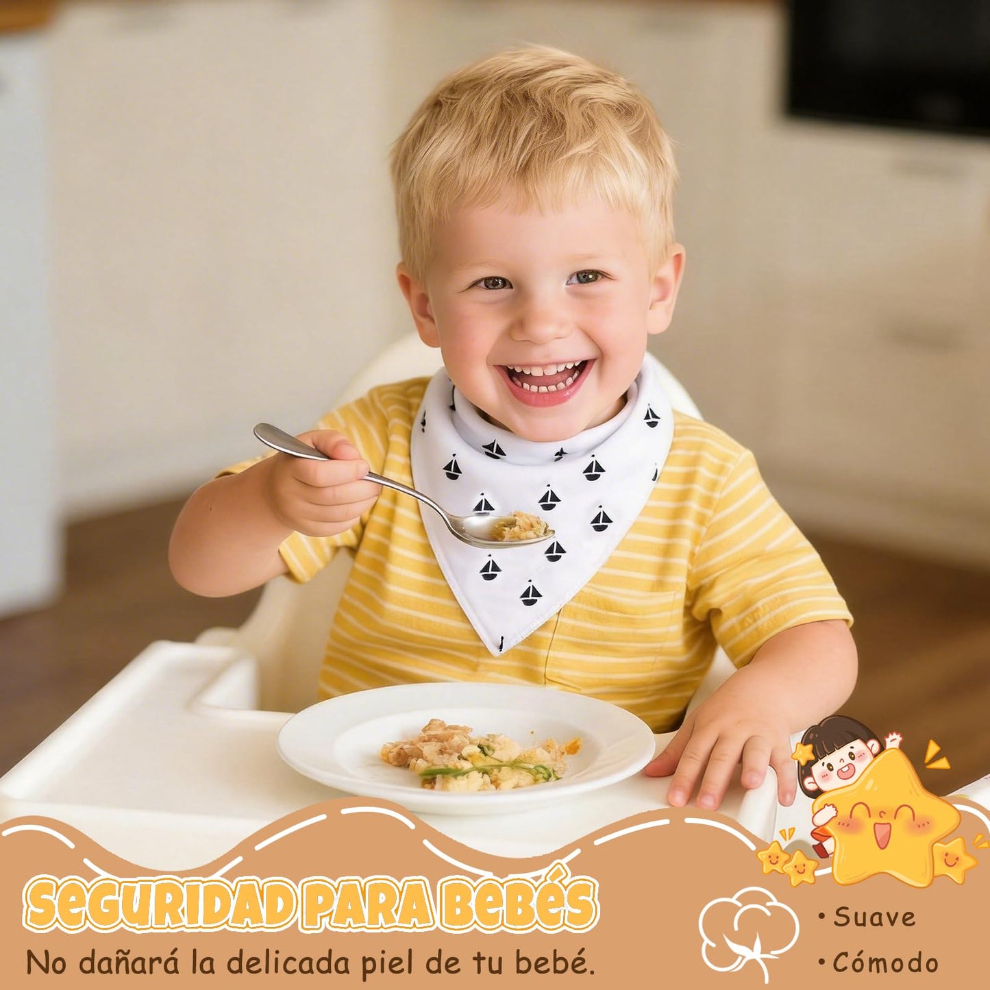 Baberos Impermeables para Bebe,8 pcs Bandanas Recien Nacido de Puro Algodón,Baberos para la Dentición para Recién Nacidos y Niños de 0 a 36 Meses Dentición y Babeo