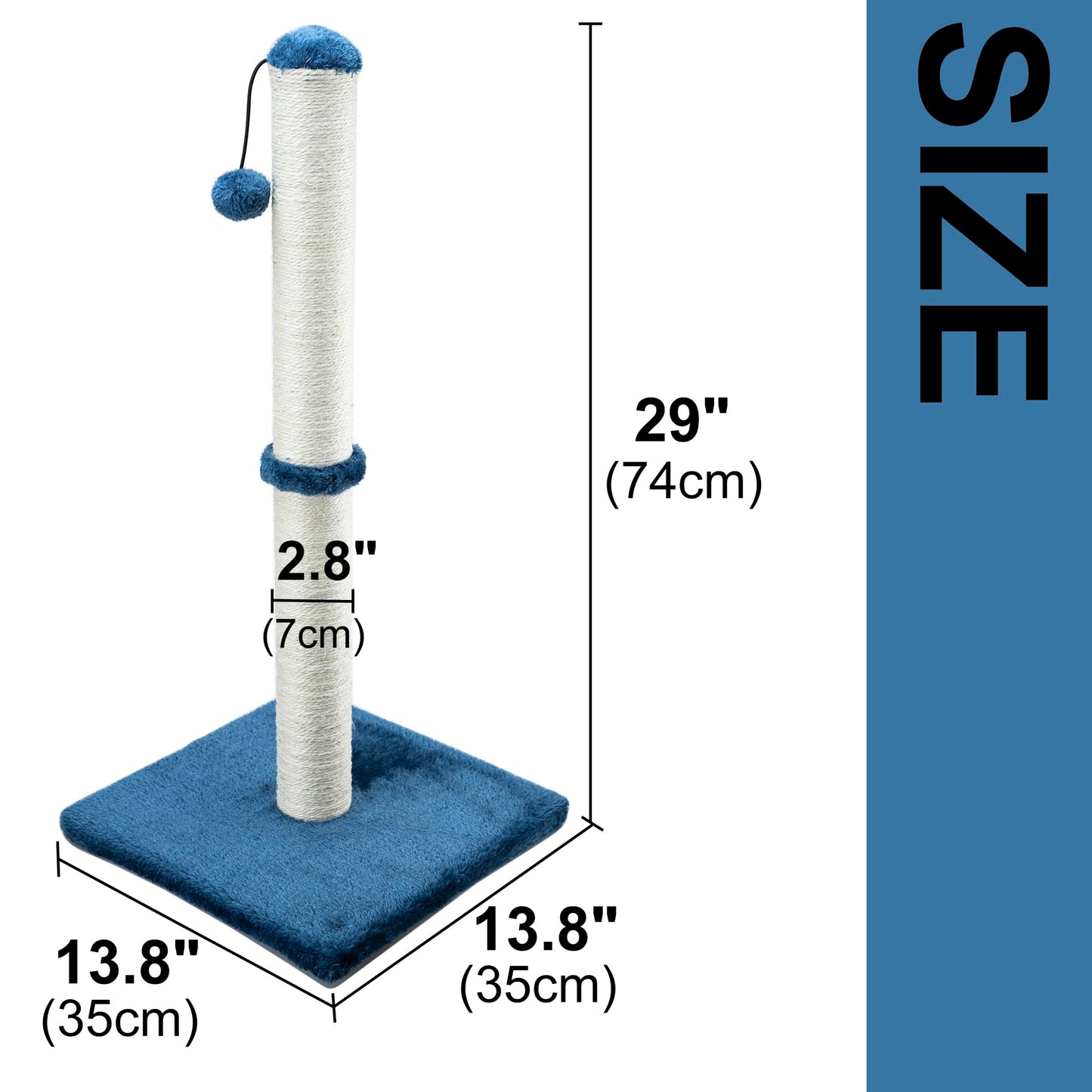 Dimaka - Rascador de gato de 73,6 cm de alto, poste rascador con cuerda de sisal y cubierto con felpa suave