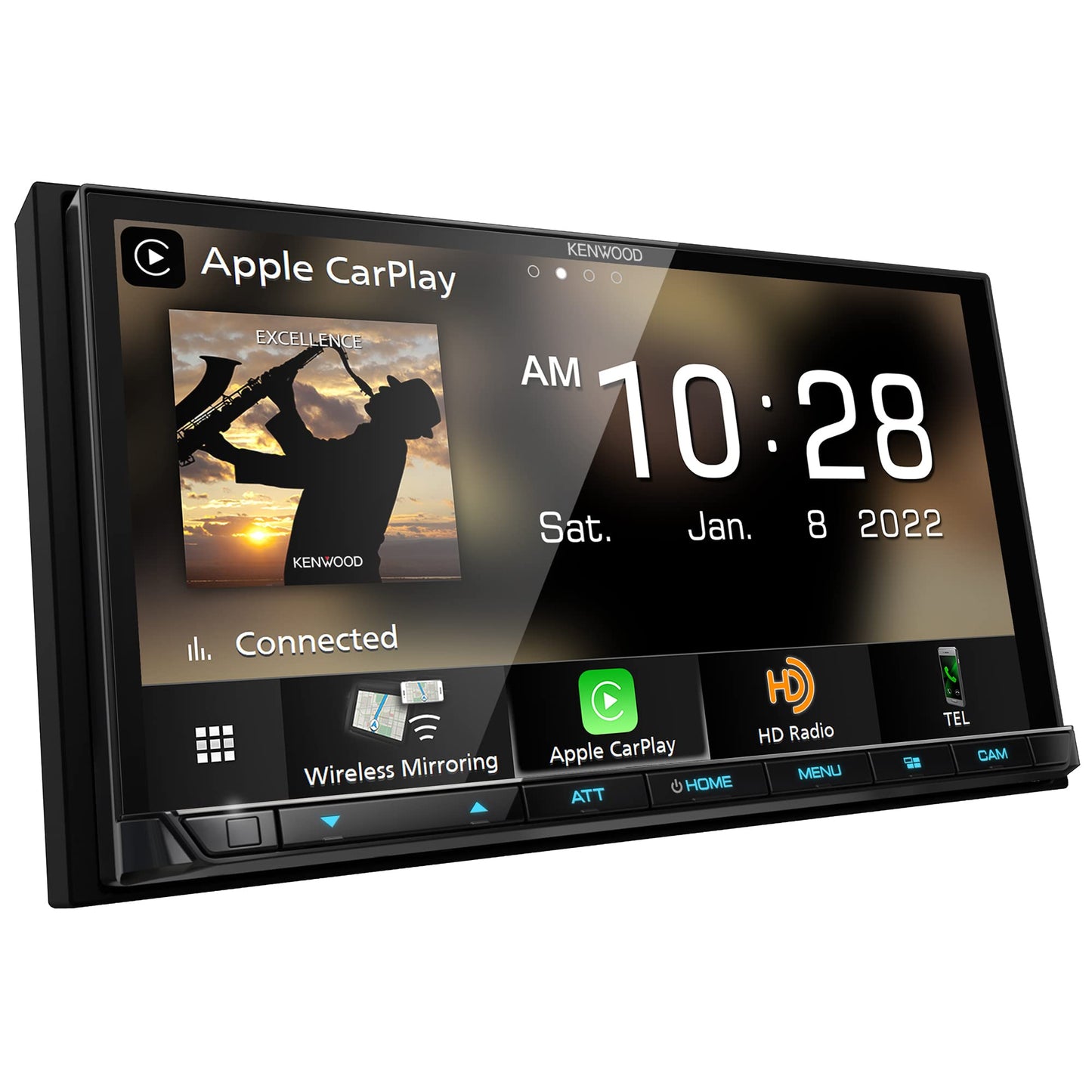 KENWOOD DMX908S EXCELON Receptor multimedia digital con visualización táctil LCD de 6.95 pulgadas, inalámbrico Apple CarPlay y Android Auto, doble din, radio AM/FM HD, Bluetooth, puerto USB, iDatalink