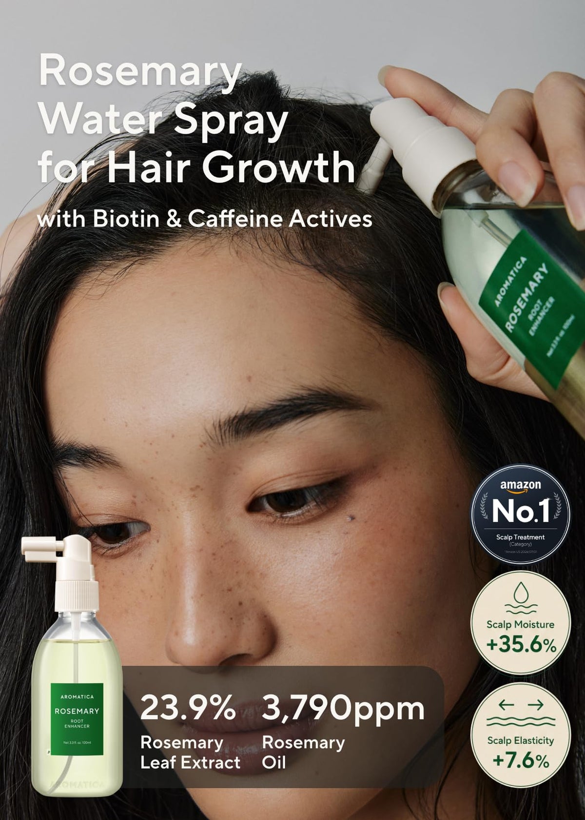 AROMATICA - Spray capilar de romero para raíces con extractos botánicos 100 ml