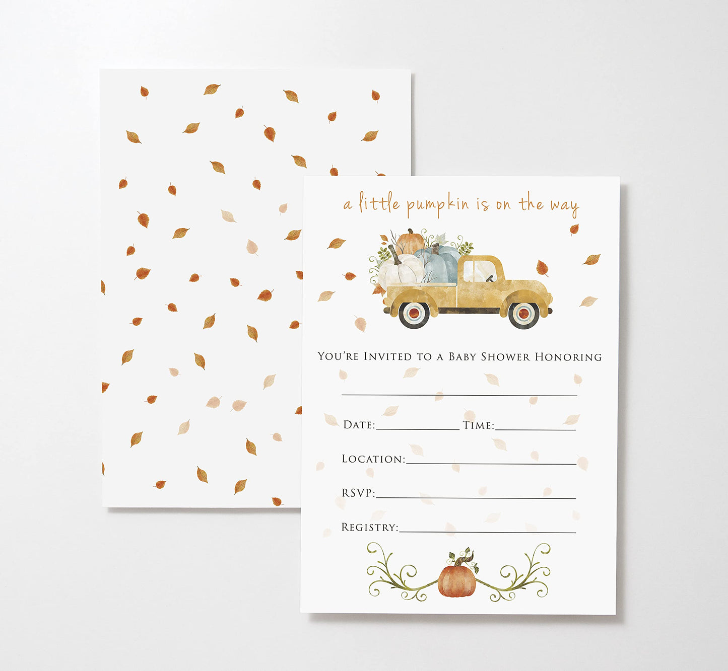 Pumpkin Truck Baby Shower Invitation, Includes Envelopes, 25 Count, Made In The U.S.A.