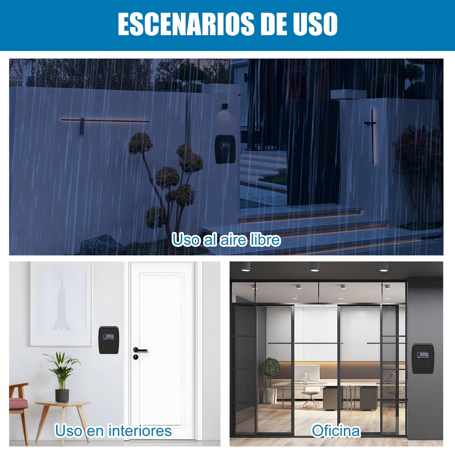 Caja de Seguridad para Llaves VEXORA Resistente al Agua de 4 Dígitos para Casa y Oficina