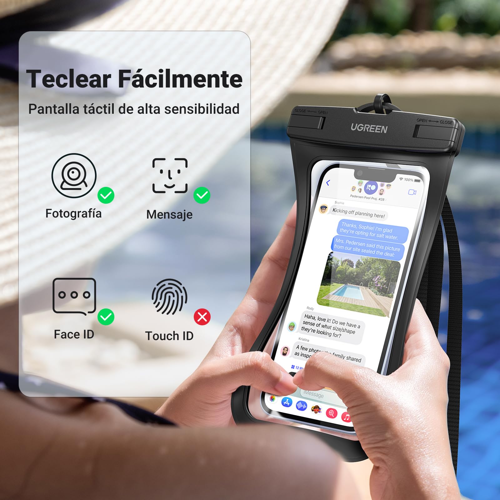 Funda Impermeable UGREEN Negro para Celular de hasta 7.2 Pulgadas
