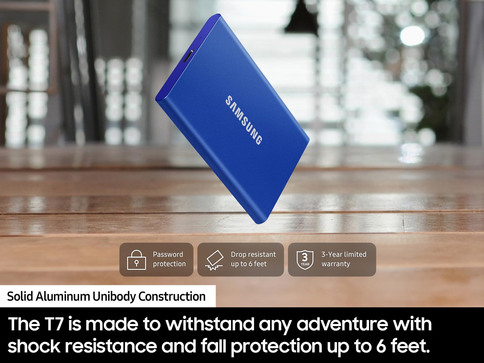 Unidad SSD Portátil Samsung Azul 1 TB USB 3.2 Hasta 1050 MB/s