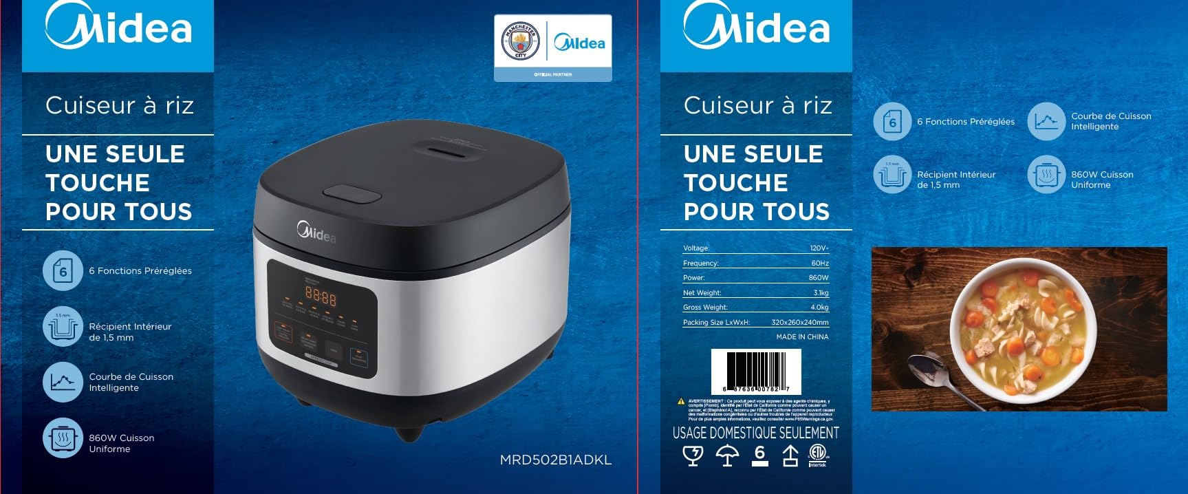 Arrocera Midea 5 Litros Panel LED Preprogramada Inteligente