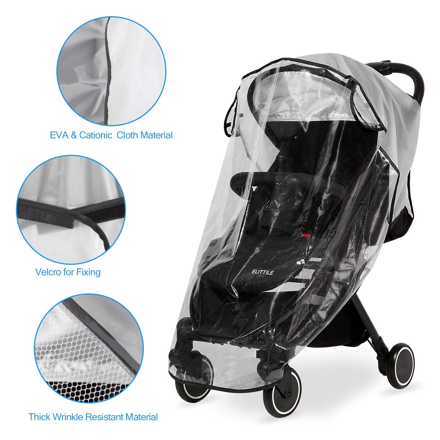 Hrzeem Cubierta de lluvia transparente universal para carriola, protección para clima de viaje, transpirable, impermeable, protege del sol, polvo, nieve