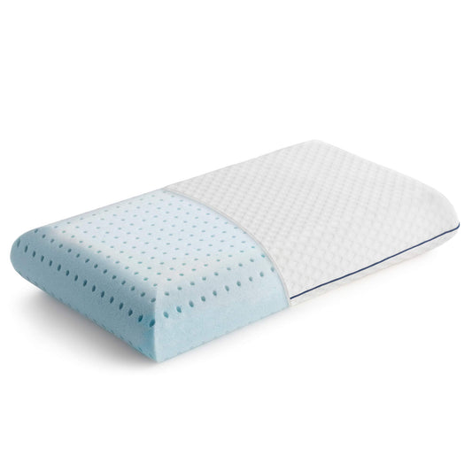 Linenspa - Almohada de Memory Foam con Gel Refrescante - Hipoalergénica - Funda Lavable - Diseño Ventilado y Antibacterial - Ideal para Dormir de Lado, Boca Arriba o Boca Abajo - Tamaño Estándar