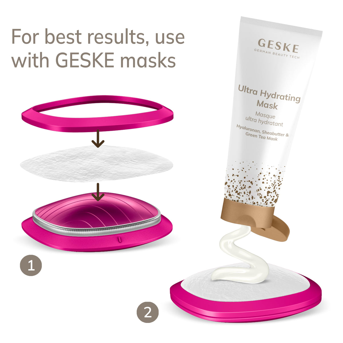 GESKE | SmartAppGuided™ Sonic Warm & Cool Mask | 9 en 1 | Máscara facial LED de belleza | Espectro LED completo y terapia de luz roja | Calor/frío | Mayor absorción de productosl | masajeador facial