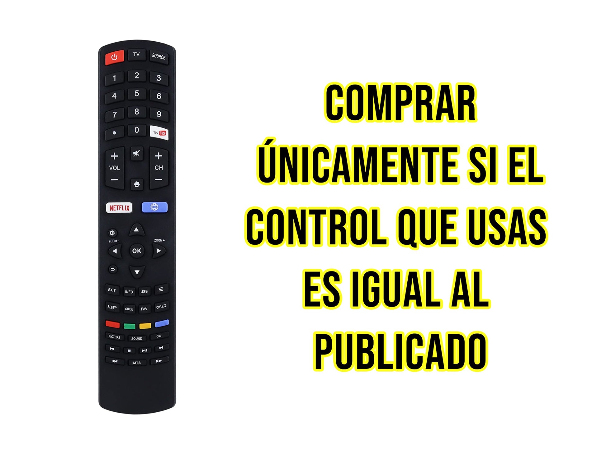 Control Remoto Quasar Smart TV Pantalla LED 4K