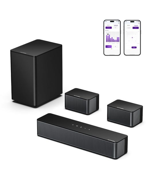 Barra de Sonido 5.1 Ultimea Poseidon D50 Negro con Altavoces Ajustables y Subwoofer para Teatro en Casa