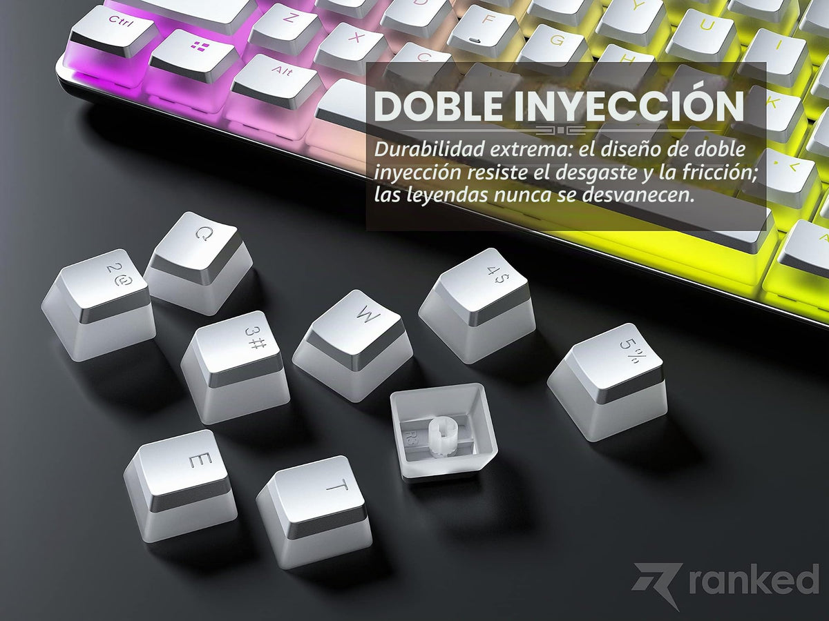 Teclas PBT Ranked Blanco Diseño Translúcido para Teclado Mecánico RGB