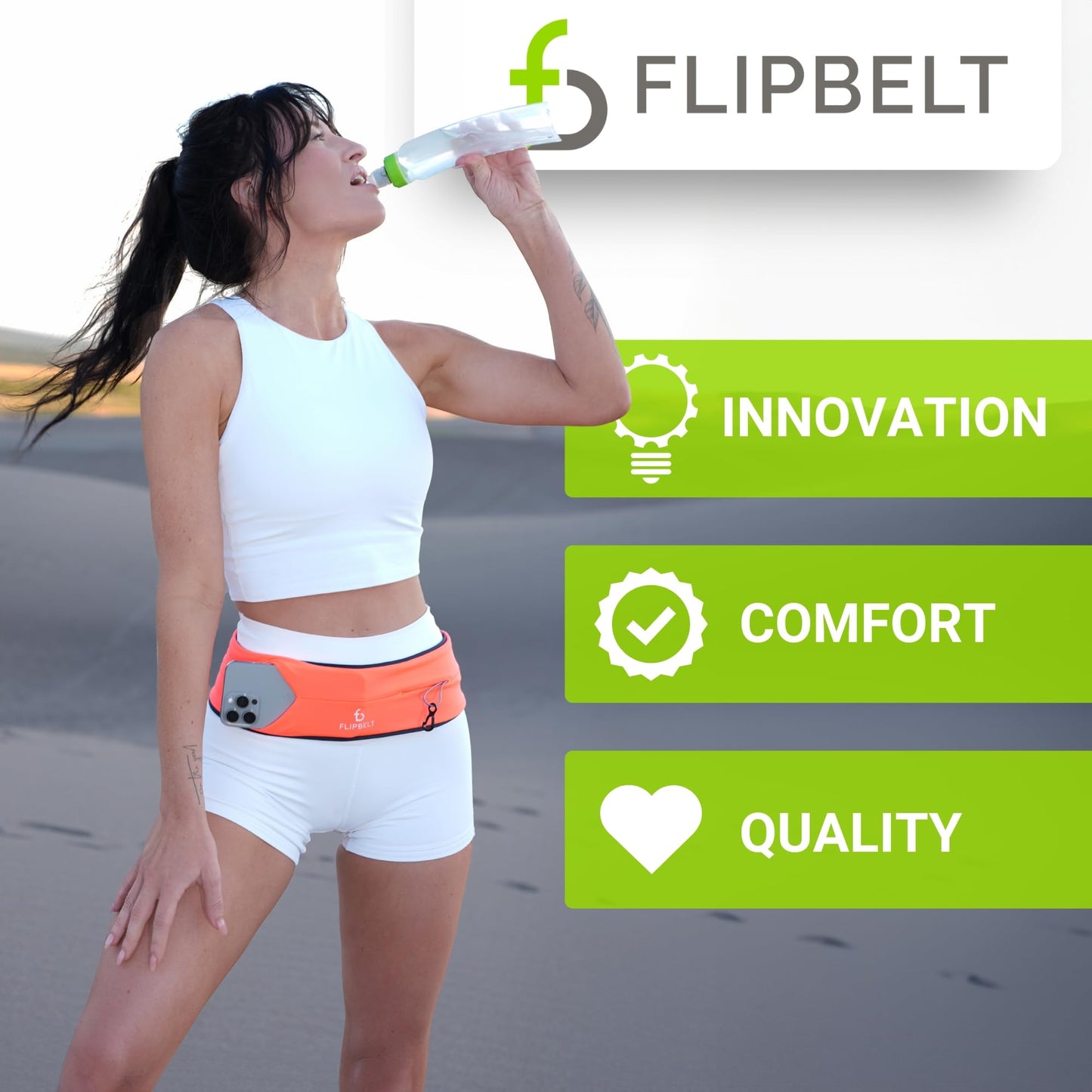 Cinturón Clásico FlipBelt Carbono XXL para Correr y Llevar Teléfono y Accesorios para Mujer y Hombre