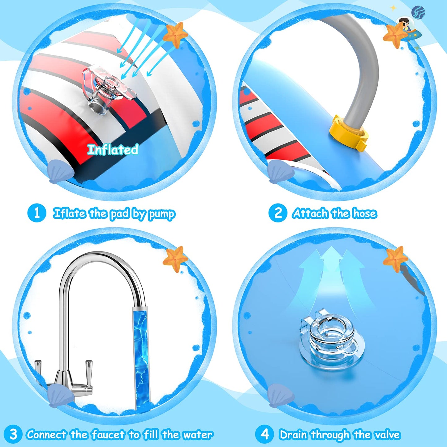 Piscina Inflable Kiddie Azul 3 en 1 para Niños