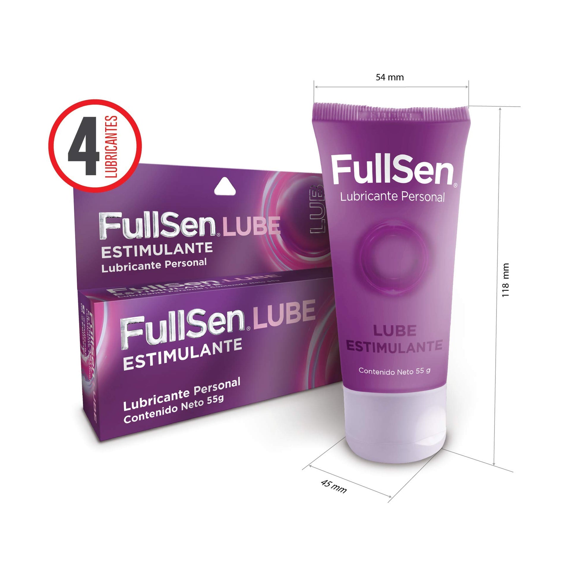 Fullsen Lube Estimulante - 4 piezas de Lubricante personal íntimo a base de agua para mayor sensibilidad, de 55g cada uno