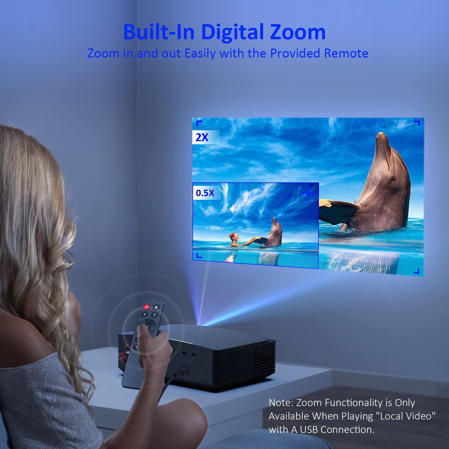 NexiGo Native 1080P Proyector PJ20, [350ANSI - Más de 9500 Lux Brillo], Wi-Fi 5G, proyector de películas, Bluetooth 5.1, compatible con TV Stick, iPhone, Android, portátil, consola (Reacondicionado)