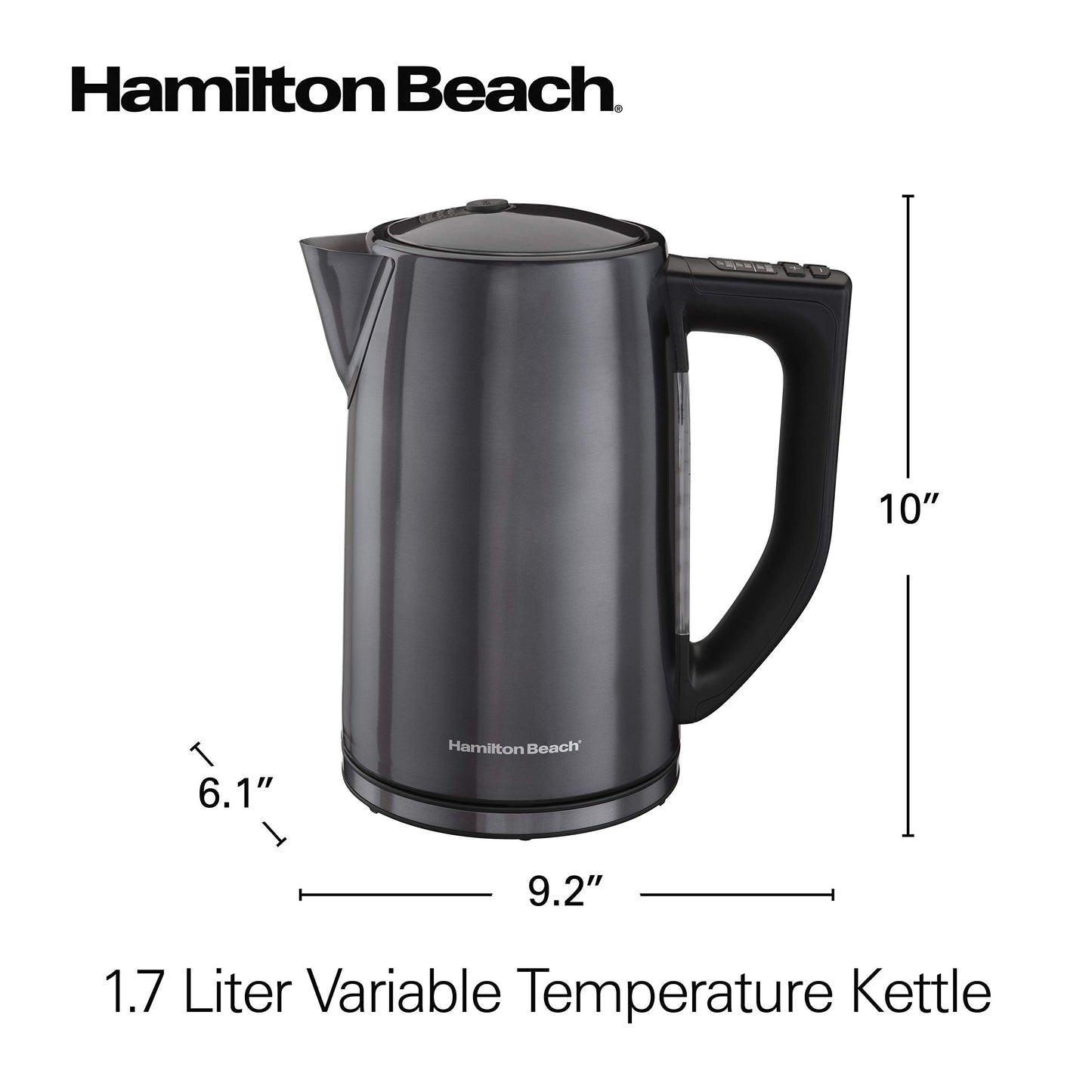 Hamilton Beach 41027R Hervidor eléctrico con temperatura variable, Capacidad 1.7 l, Negro