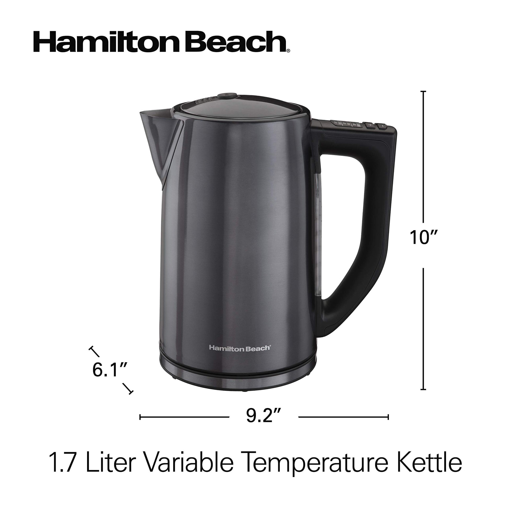 Hamilton Beach 41027R Hervidor eléctrico con temperatura variable, Capacidad 1.7 l, Negro
