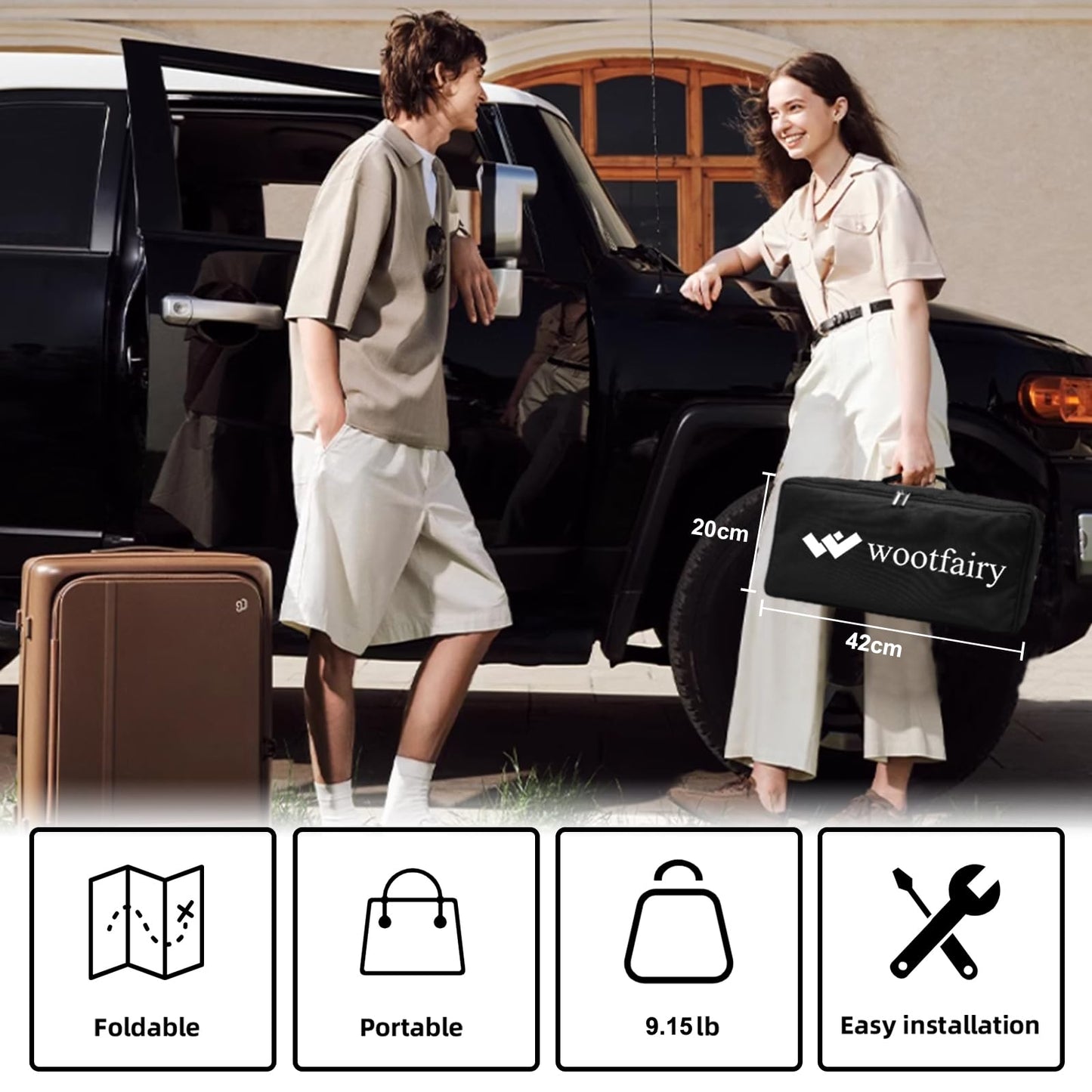 Wootfairy - visualización de proyección portátil y plegable de 120 pulgadas para interiores y exteriores, 16:9 4K HD trasera frontal sin arrugas con bolsa de transporte para cine en casa, patio
