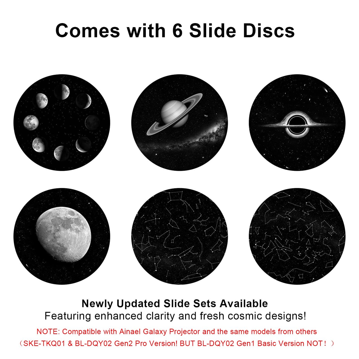 Ainael Galaxy Projector Disc, 5K Ultra HD Slide Discs for Galaxy Projector