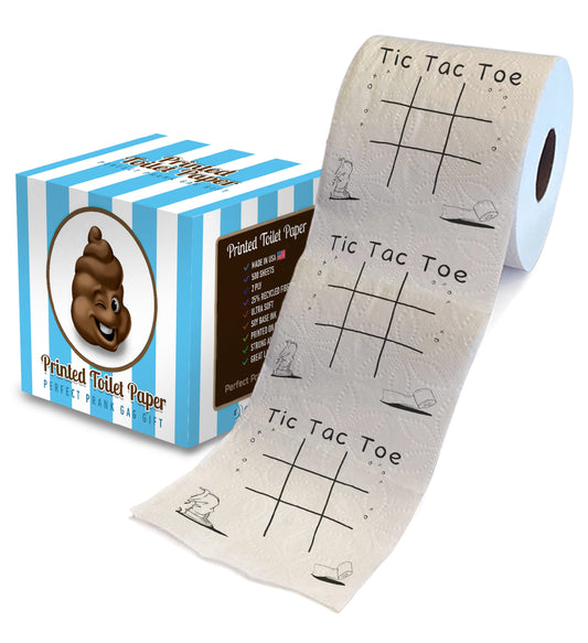 Papel Higiénico Impreso Tic Tac Toe - Divertido Regalo Novedoso para Broma y Decoración de Baño