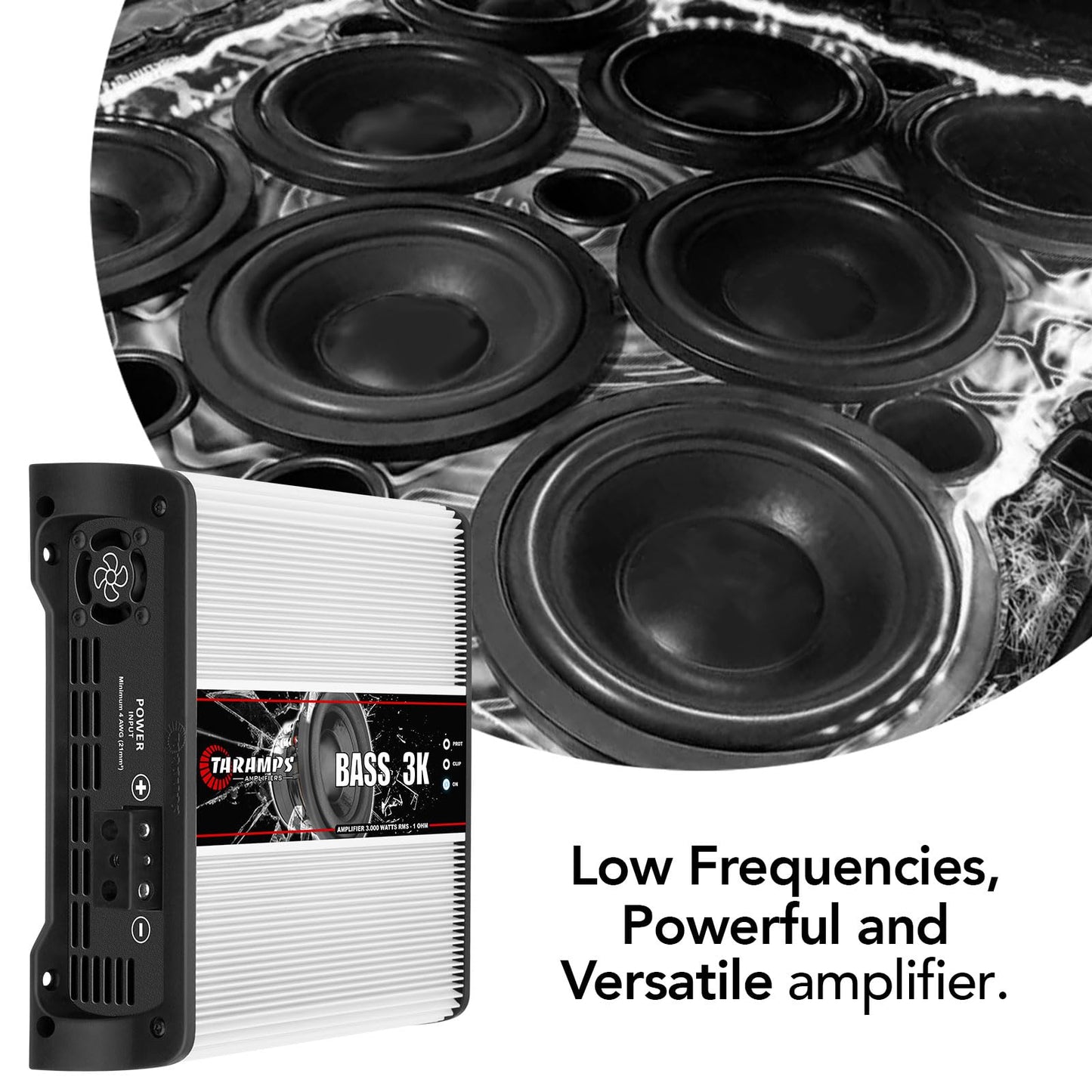 Amplificador Monofónico Taramps Blanco 3000 Vatios Clase D 1 Ohmio Monobloque